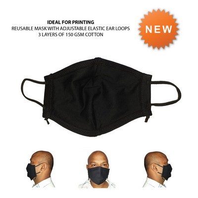 Mask Reusable Adjustable 3 Layer Cotton Mask