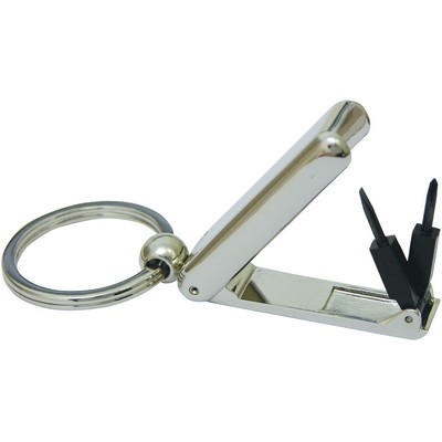 Screwdriver keyring tool in heavyweight chrome 