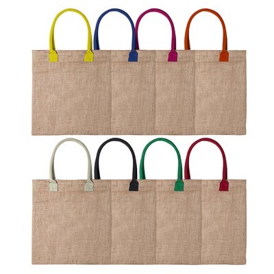 Tote bag JUTE material Bag Kalkut Coloured handles ECO FRIENDLY 