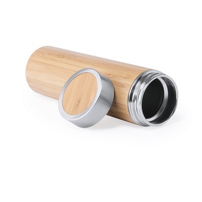 Drink bottle made from Bamboo and stainless steel 500ml capacity - screw on lid 