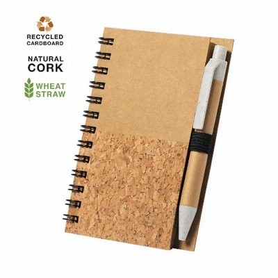 Notebook Cover is made from cork and recycled cardboard and accessories in wheat straw.