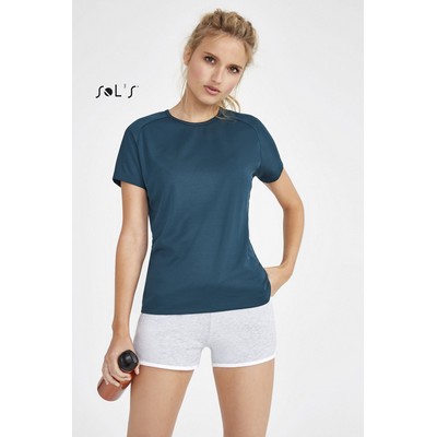 T shirt women s raglan sleeve 100% breathable polyester SPORTY 