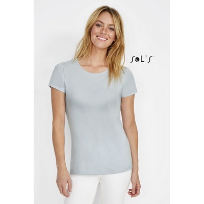 T shirt women s round neck Jersey 100% semi combed ring spun cotton MARTIN 