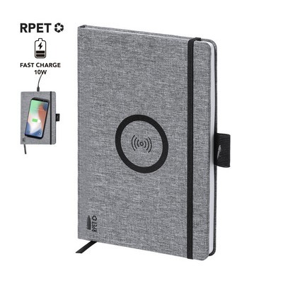 Notebook A5 with wireless charger RPET material 