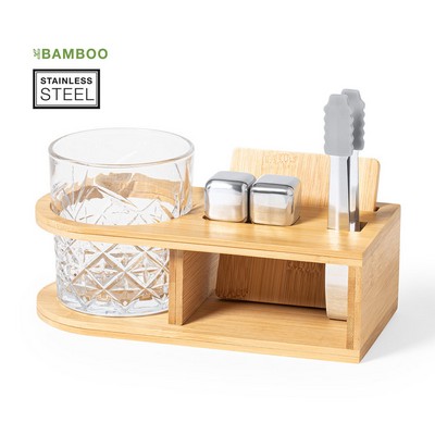 WHISKY SET with stand made from bamboo DEVON