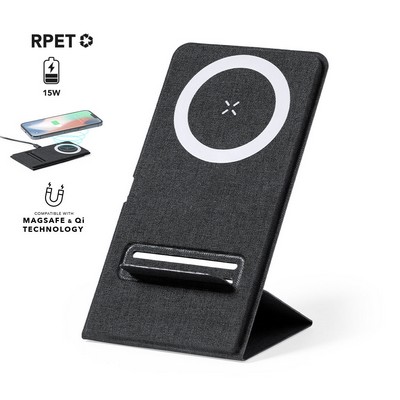 Wireless charger / Case with magnetic attachment 15W Made from RPET material sterling 