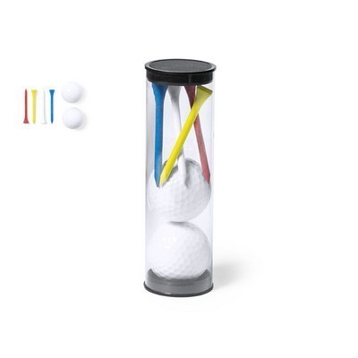 GOLF SET 2 balls 4 tees in transparent containerCADDIE