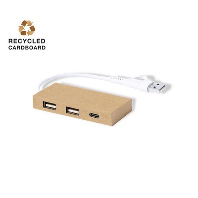 USB HUB with 3 ports made from recycled cardboard HASGAR