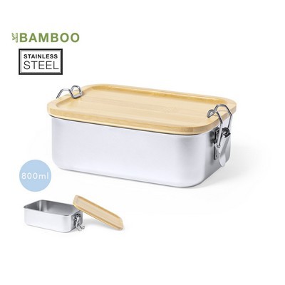 Lunch Box stainless steel with bamboo lid 