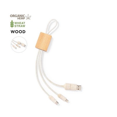CHARGING CABLE made from wood organic hemp and wheat straw NUSKIR