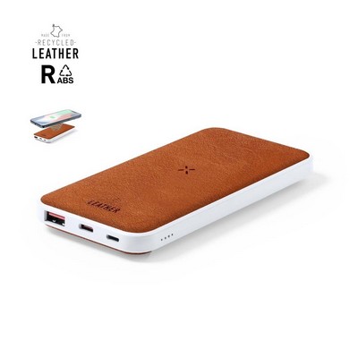Wireless charger and power bank 8000 mAh with recycled leather body Yerry 