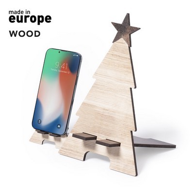 Christmas tree shape Phone holder in the shape of a Christmas tree made from wood