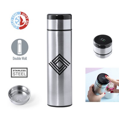  Vacuum Flask double walled 420ml stainless steel temperature guage