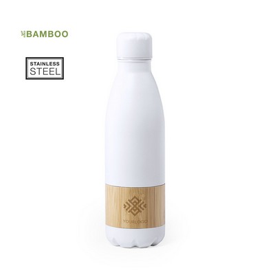 Drink Bottle stainless steel and bamboo band 750ml 