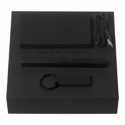 Set Edge Black (rollerball pen, key ring & power bank)
