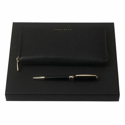 Set Essential Lady Black (ballpoint pen & long zipped folder)