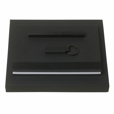 Set Edge Black (rollerball pen, note pad A5 & key ring)