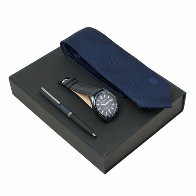 Set Element Navy (ballpoint pen, watch & silk tie)