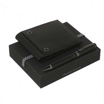 Set Endos Black (ballpoint pen & money wallet)