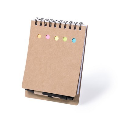 Sticky Notepad with recycled cardoard cover and pen Diser