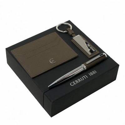 Set Hamilton Taupe (ballpoint pen, key ring & card holder)