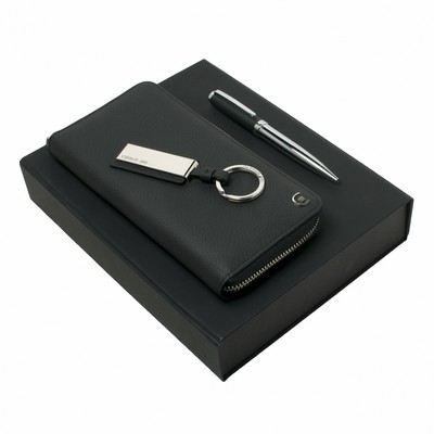 Set Hamilton Black (ballpoint pen, key ring & travel wallet)