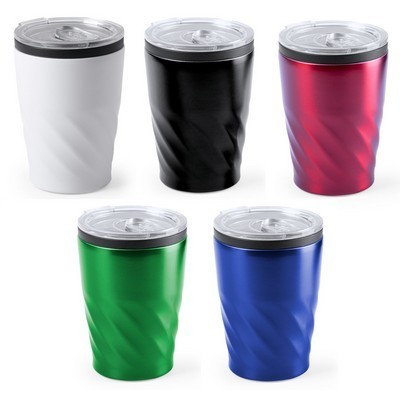 coffee Cup - 350ml Reusable with lid and bevelled body design