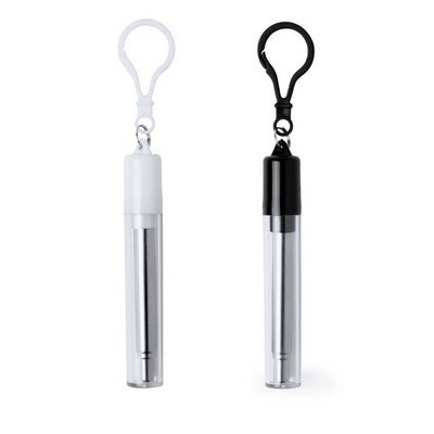 Straw reusable extendable in transparent case with carabiner