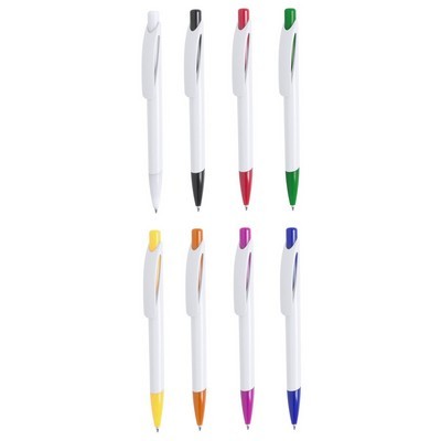 Plastic Pen white barrel large clip Hurban