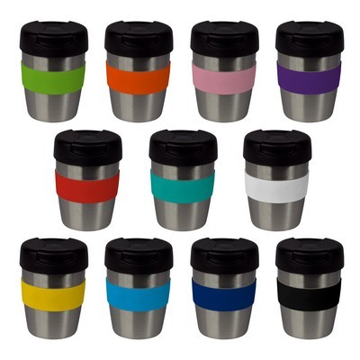 coffee cup / Mug 8oz/235ml Stainless Steel Karma Kup Plastic Flip Lid Reusable. Eco friendly