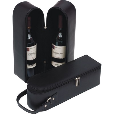 Wine bottle carrier - 2 bottle leather look 