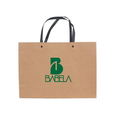 Large Crosswise Kraft Paper Bag with Knitted Handle(420 x 300 x 120mm)