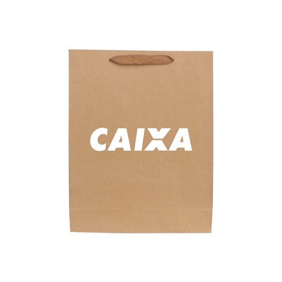 Medium Vertical Kraft Paper Bag With Fabric Flat Handle(210 x 270 x 110mm)