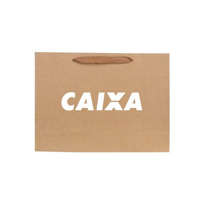 Medium Crosswise Kraft Paper Bag with Fabric Flat Handle(270 x 200 x 80mm)