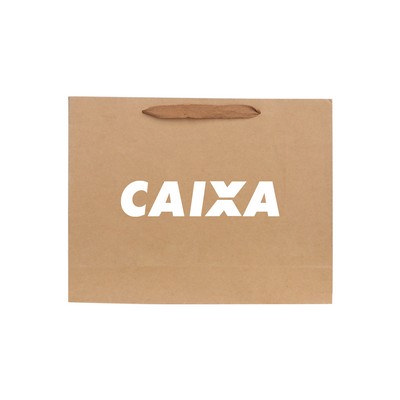 Large Crosswise Kraft Paper Bag with Fabric Flat Handle(320 x 250 x 110mm)