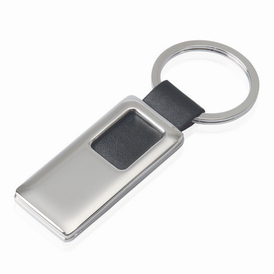 Keyring Chrome Leather Look