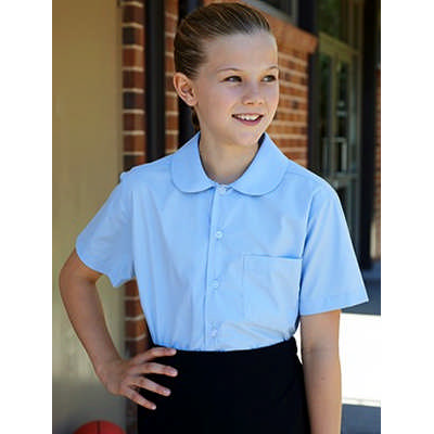 Girls Peter Pan Collar Short Sleeve School Shirt ^18-^16