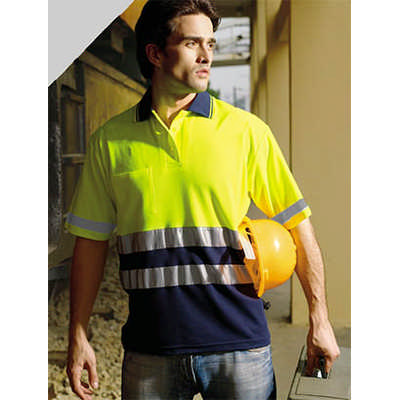 Unisex Adults Hi-Vis Polyface / Cotton back Polo With 3M Reflective Tape