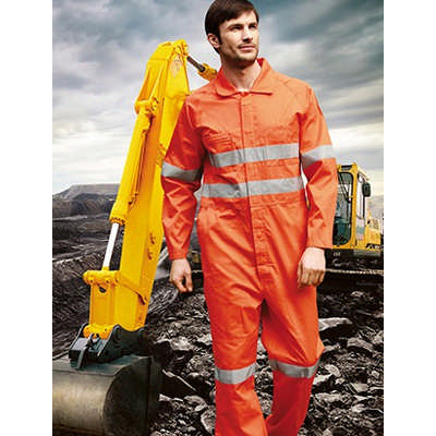 Unisex Adults Hi-Vis Cotton Drill Overall With X Pattern Reflective Tape