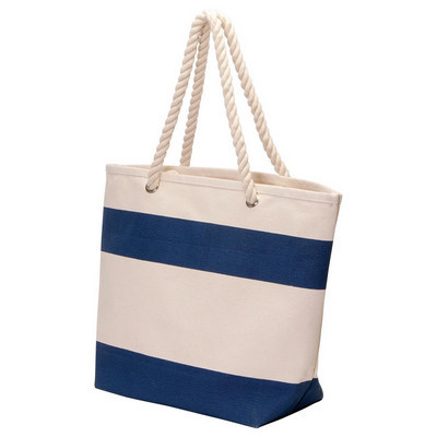 Beach Shopper Bag - Natural,Navy