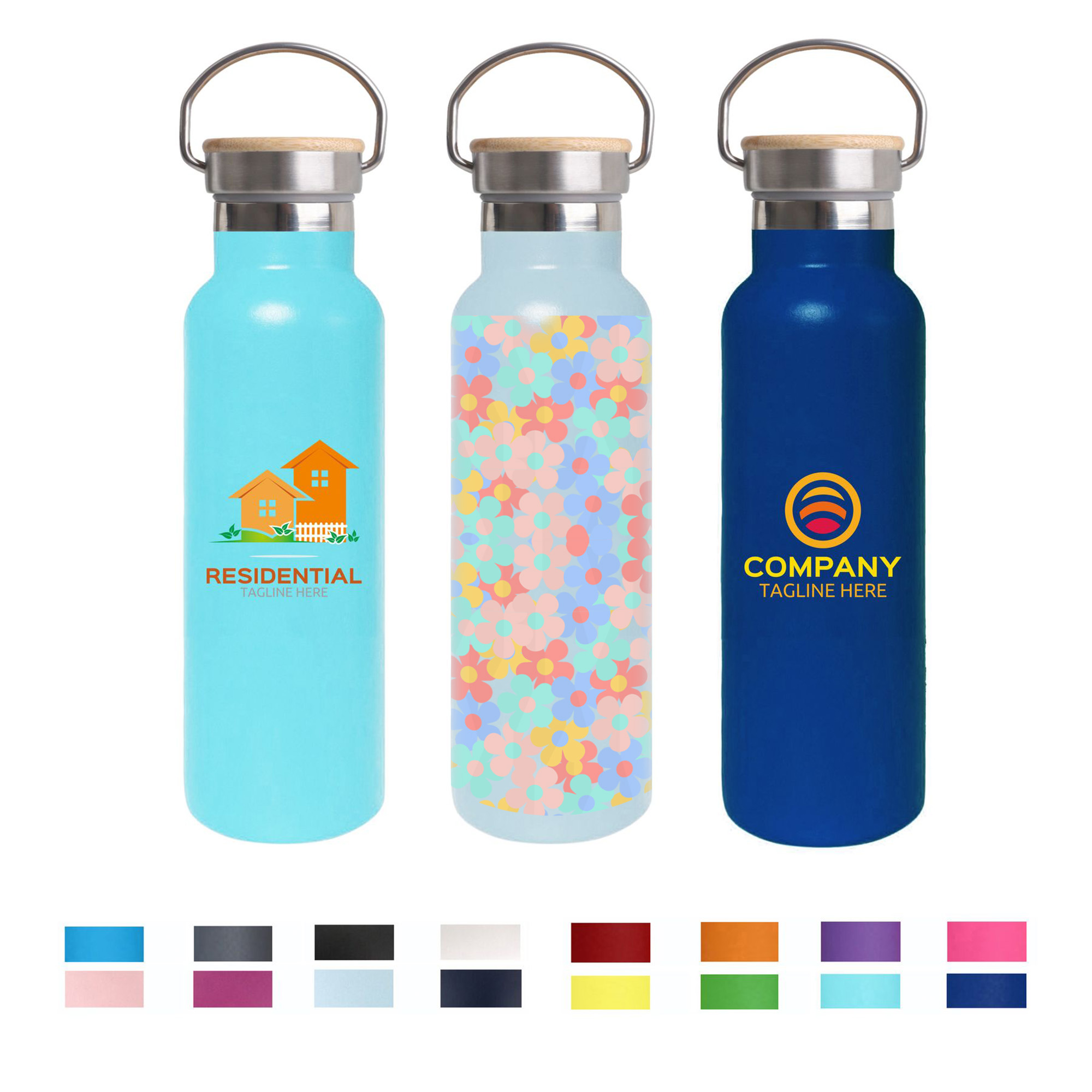 600ml Double Wall Vacuum Bottle with Bamboo Lid