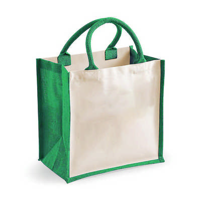 Medium Jute Supermarket Tote - Green
