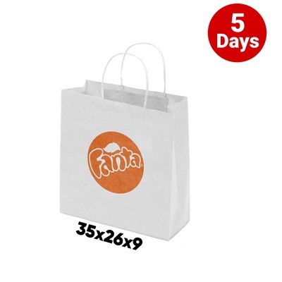 Kraft Paper Bag White Medium Includes Twisted Paper Handle
