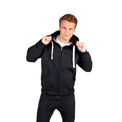 Men Brushed Zip Heavy Fleece Hoodie New Marl 