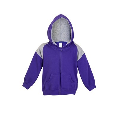 Kids Shoulder Contrast Panel Hoodies with Zipper