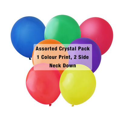 30cm Crystal Balloon - Neck Down - Assorted