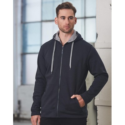 Mens Full Zip Contrast Fleece Hoodie