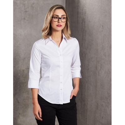 Womens Fine Twill 3/4 Sleeve Shirt