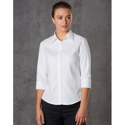 Womens Mini Herringbone 3/4 Sleeve Shirt