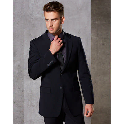 Mens Two Buttons Jacket In Wool Stretch